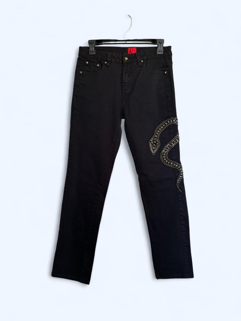 V Cristina Black Jeans with Red Logo Tag
